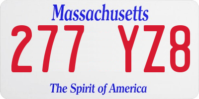 MA license plate 277YZ8