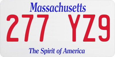 MA license plate 277YZ9