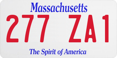 MA license plate 277ZA1
