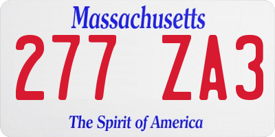 MA license plate 277ZA3