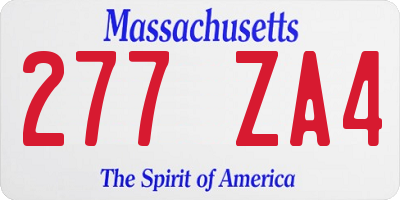 MA license plate 277ZA4