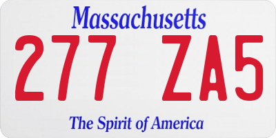 MA license plate 277ZA5