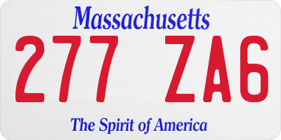 MA license plate 277ZA6