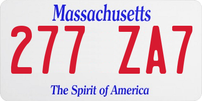 MA license plate 277ZA7