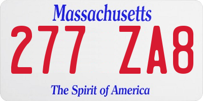 MA license plate 277ZA8