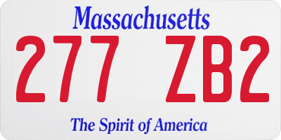 MA license plate 277ZB2