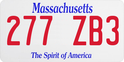 MA license plate 277ZB3