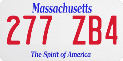 MA license plate 277ZB4