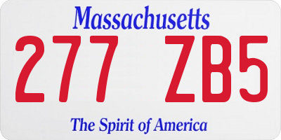 MA license plate 277ZB5