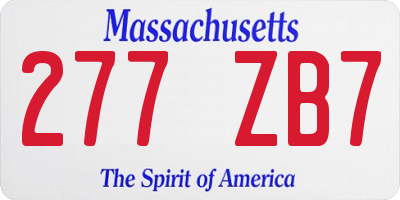 MA license plate 277ZB7