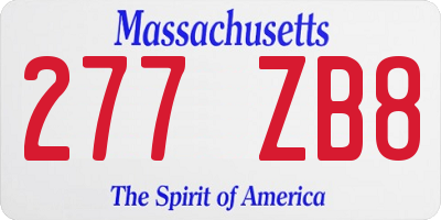MA license plate 277ZB8