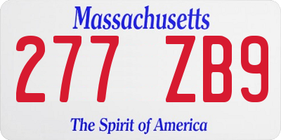 MA license plate 277ZB9