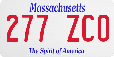 MA license plate 277ZC0