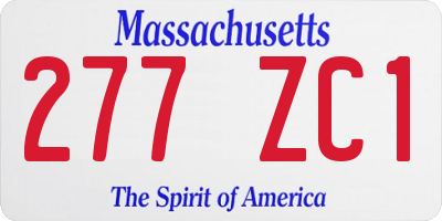 MA license plate 277ZC1