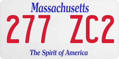 MA license plate 277ZC2