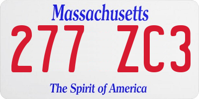 MA license plate 277ZC3