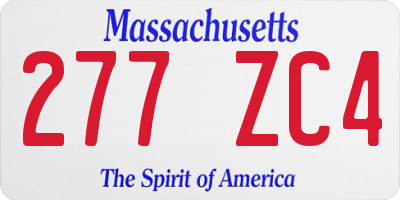 MA license plate 277ZC4