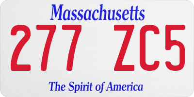 MA license plate 277ZC5