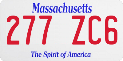 MA license plate 277ZC6