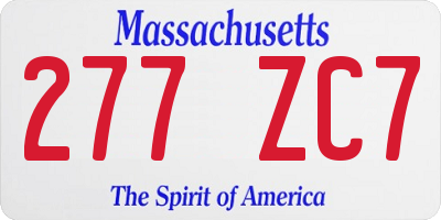 MA license plate 277ZC7