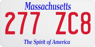 MA license plate 277ZC8