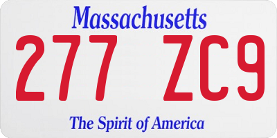 MA license plate 277ZC9
