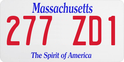 MA license plate 277ZD1