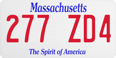 MA license plate 277ZD4