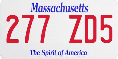 MA license plate 277ZD5