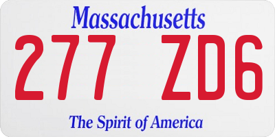 MA license plate 277ZD6