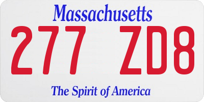 MA license plate 277ZD8