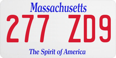 MA license plate 277ZD9