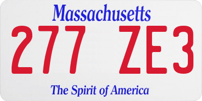 MA license plate 277ZE3