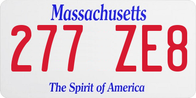 MA license plate 277ZE8