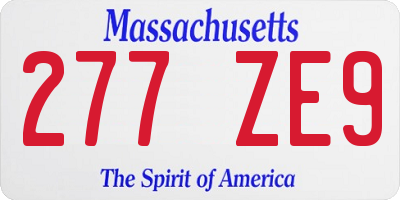 MA license plate 277ZE9