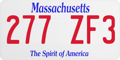 MA license plate 277ZF3