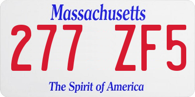 MA license plate 277ZF5