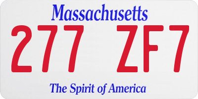MA license plate 277ZF7