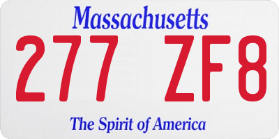 MA license plate 277ZF8