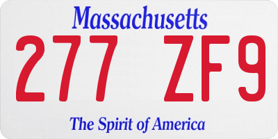 MA license plate 277ZF9