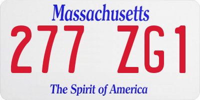 MA license plate 277ZG1