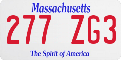 MA license plate 277ZG3