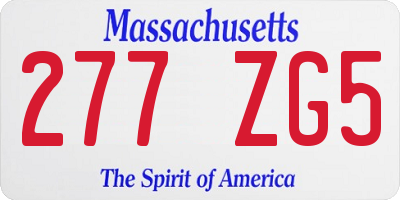 MA license plate 277ZG5