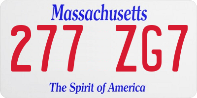 MA license plate 277ZG7