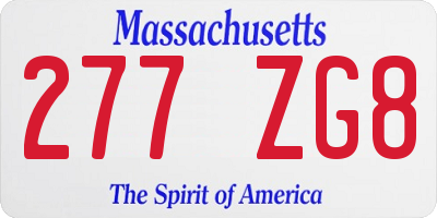 MA license plate 277ZG8