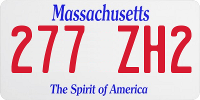 MA license plate 277ZH2