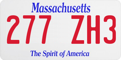 MA license plate 277ZH3
