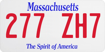 MA license plate 277ZH7