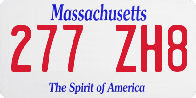 MA license plate 277ZH8