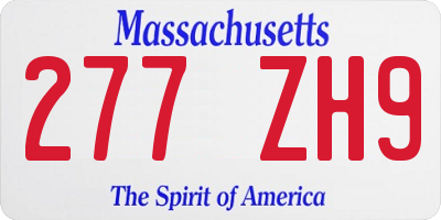 MA license plate 277ZH9